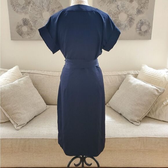J. Crew Pocket Front Wrap Dress - size Small in Navy Blue - Picture 9 of 14
